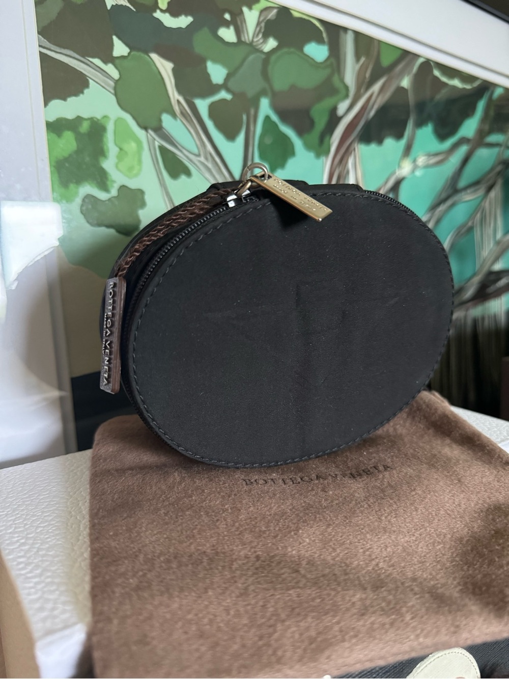Vintage Bottega Veneta Nylon Logo Top with Leopard Interior Mini Travel Case - Picture 2 of 6